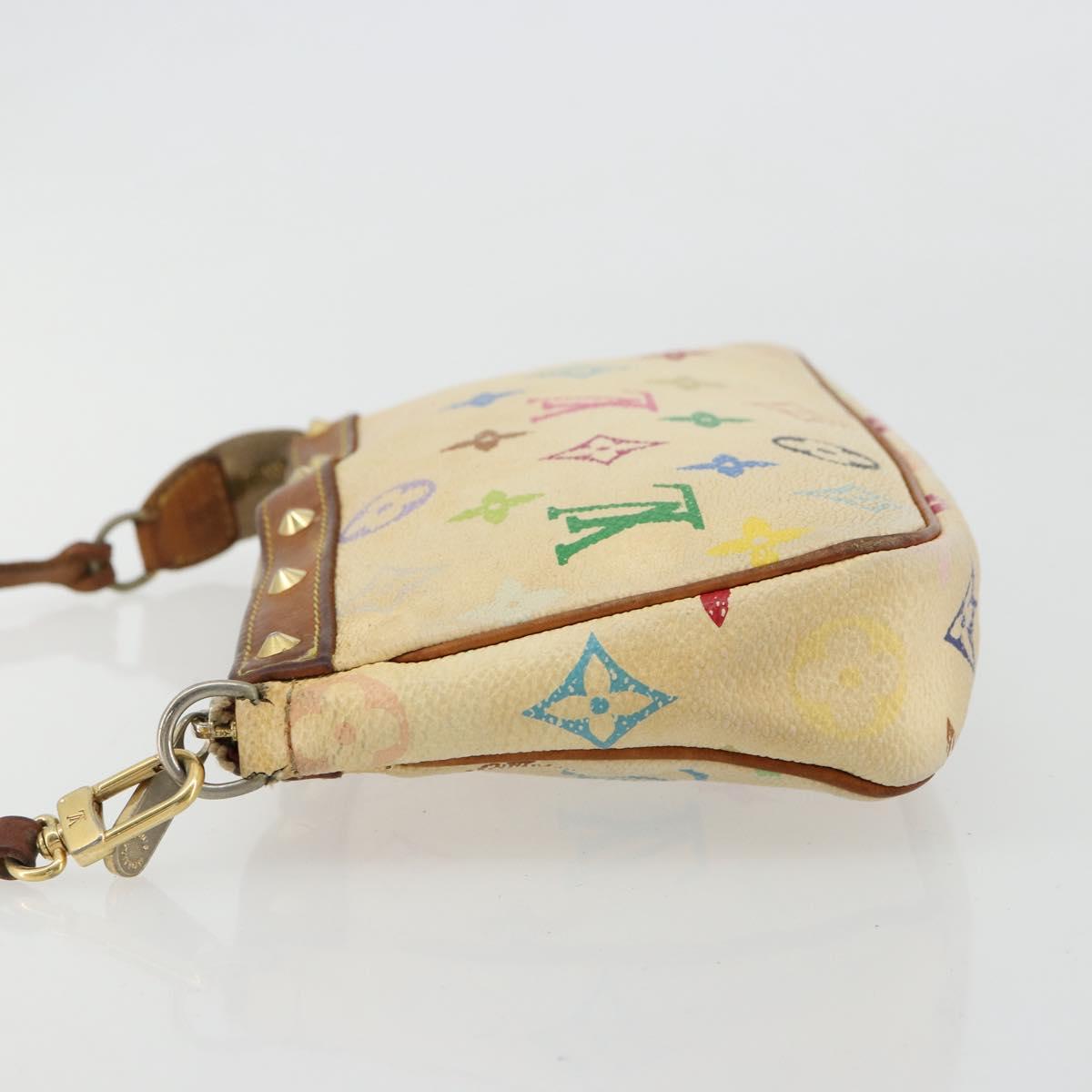 LOUIS VUITTON Monogram Multicolor Pochette Pouch White M92649 LV Auth 180382