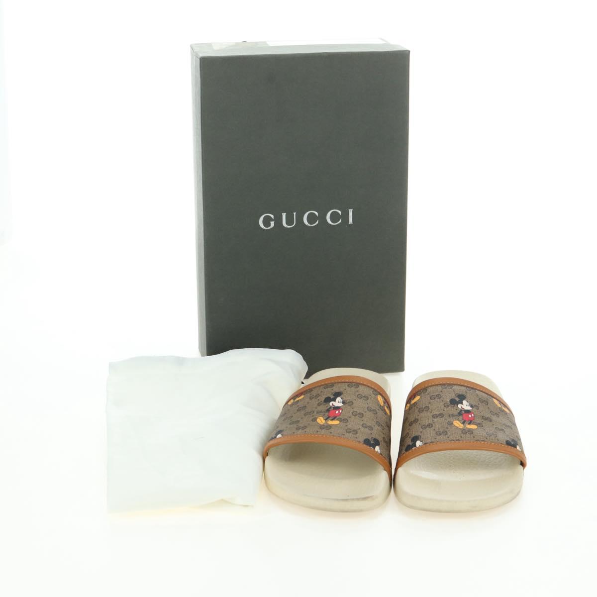 GUCCI Micro GG Supreme Disney Sandals PVC Beige Gold Auth 180388M
