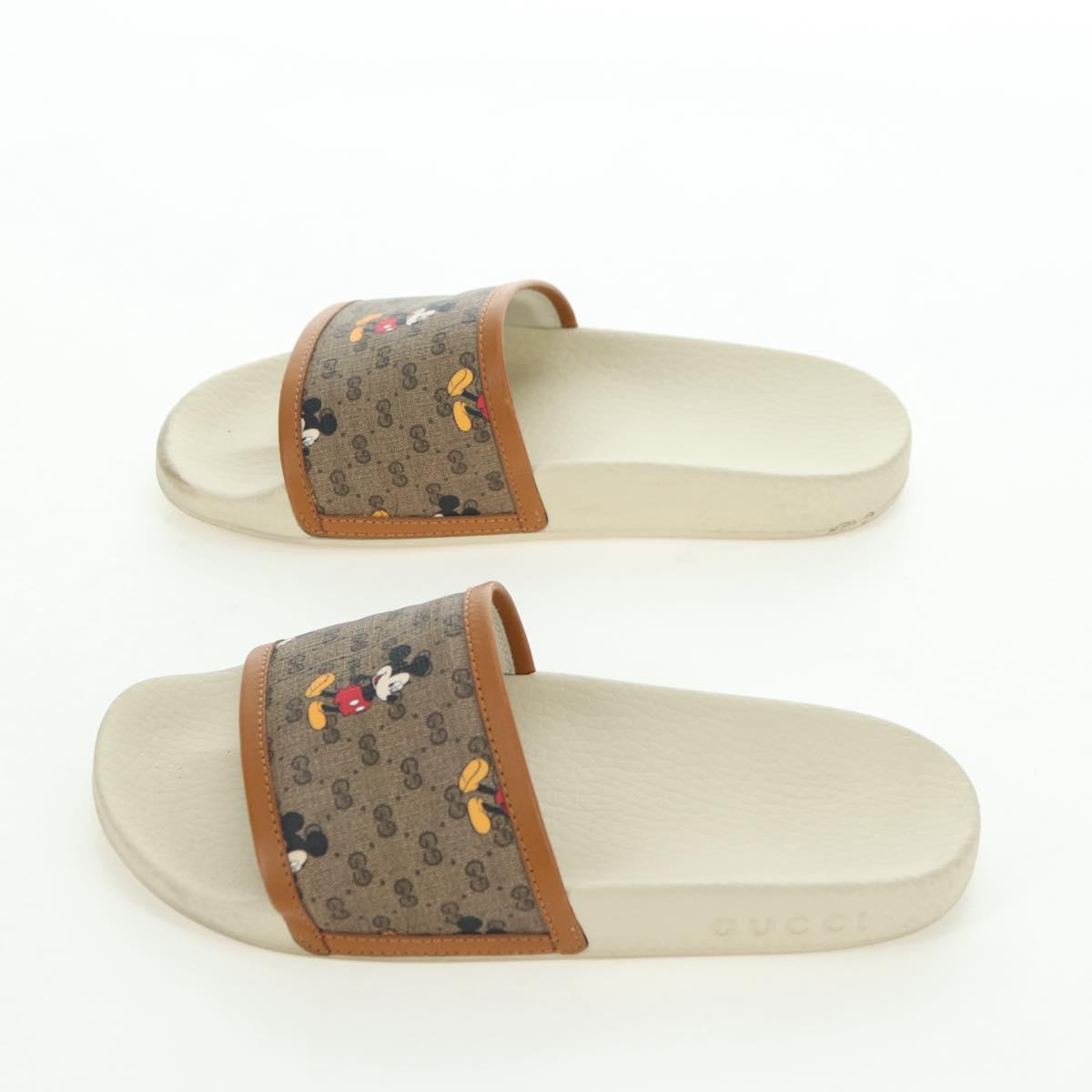 GUCCI Micro GG Supreme Disney Sandals PVC Beige Gold Auth 180388M