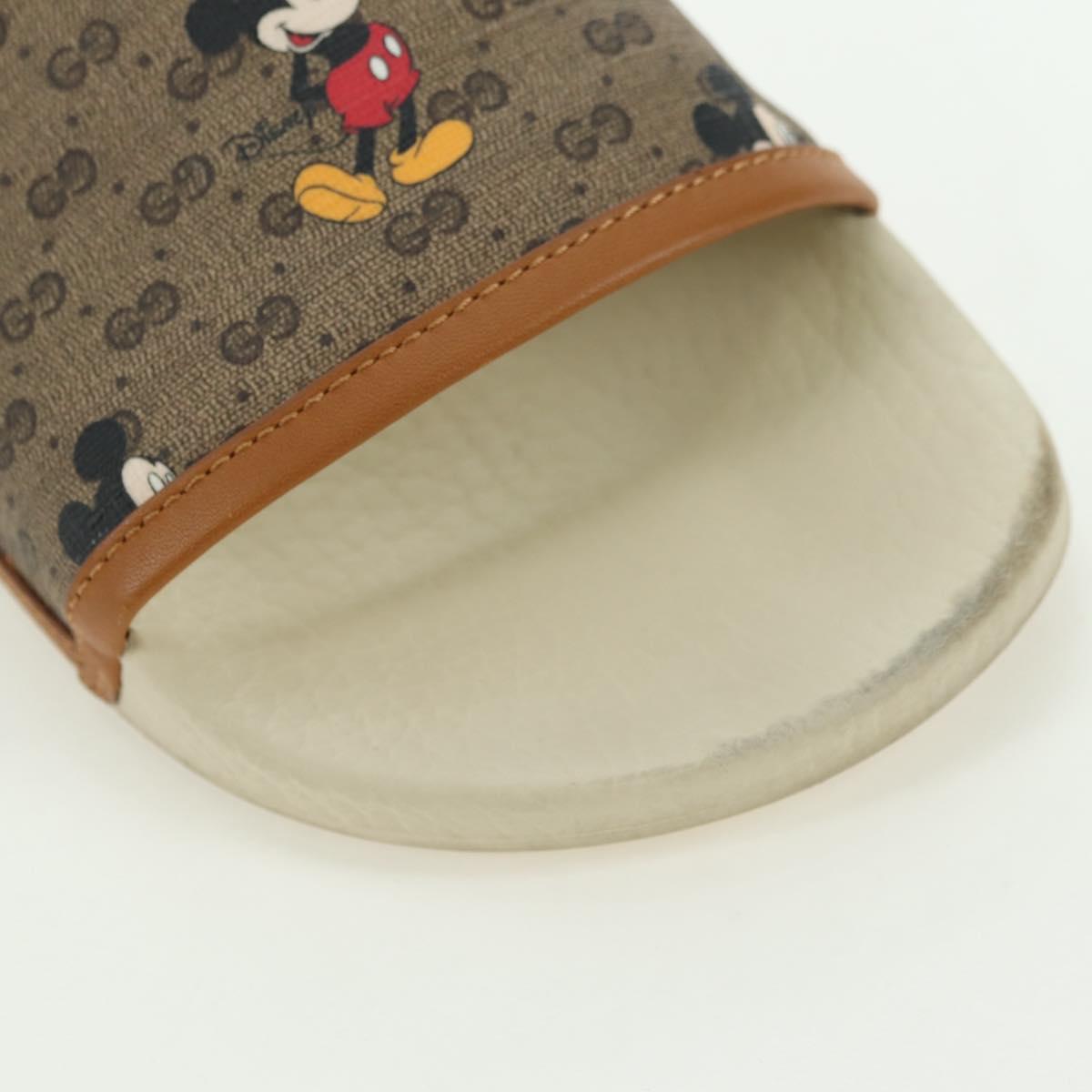 GUCCI Micro GG Supreme Disney Sandals PVC Beige Gold Auth 180388M