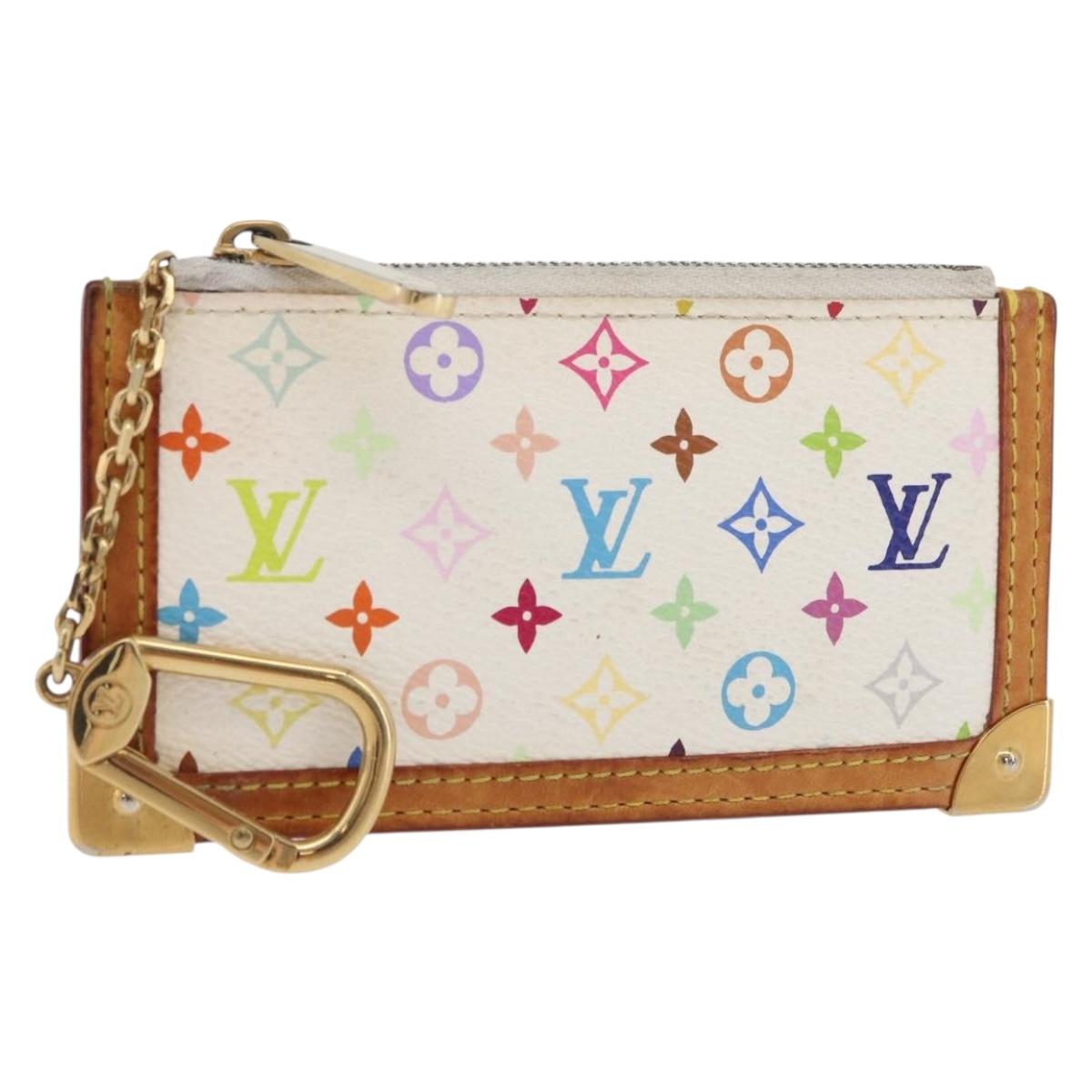 LOUIS VUITTON Monogram Multicolor Pochette Cles Purse White M92655 Auth 180390