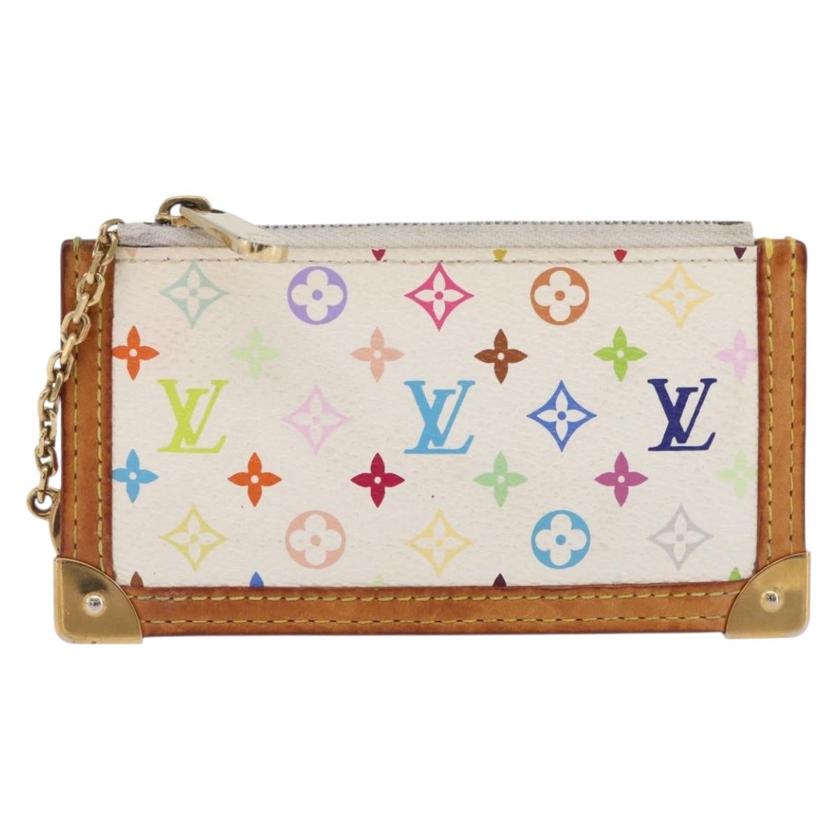 LOUIS VUITTON Monogram Multicolor Pochette Cles Purse White M92655 Auth 180390
