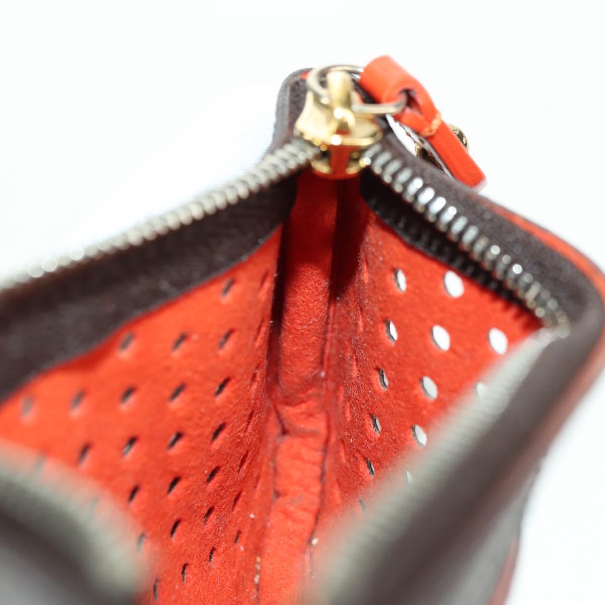 LOUIS VUITTON Monogram Perfo Pochette Cles Coin Purse Orange M95222 Auth 180394M
