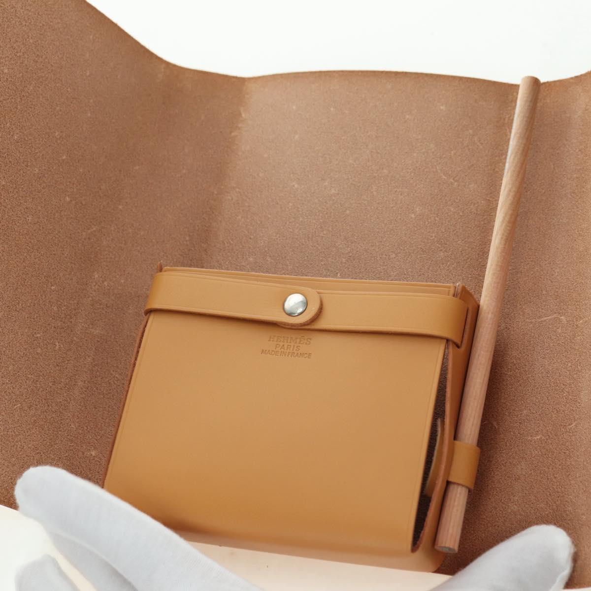 HERMES Postcard Set Visionaire 32 Playing Cards Leather Beige Auth 180397M