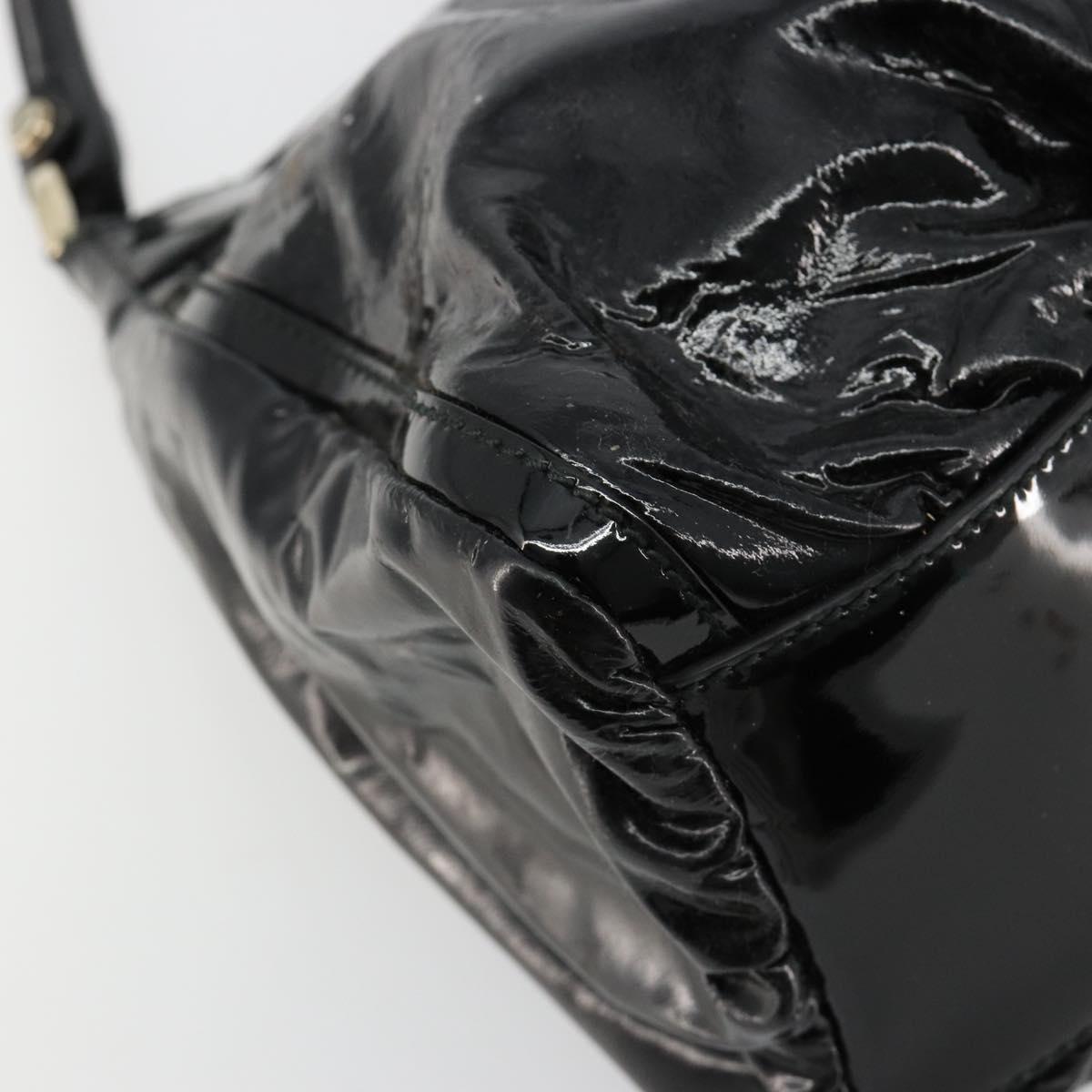 GUCCI Abbey Shoulder Bag Patent Leather Black Gold 190525 Auth 180426