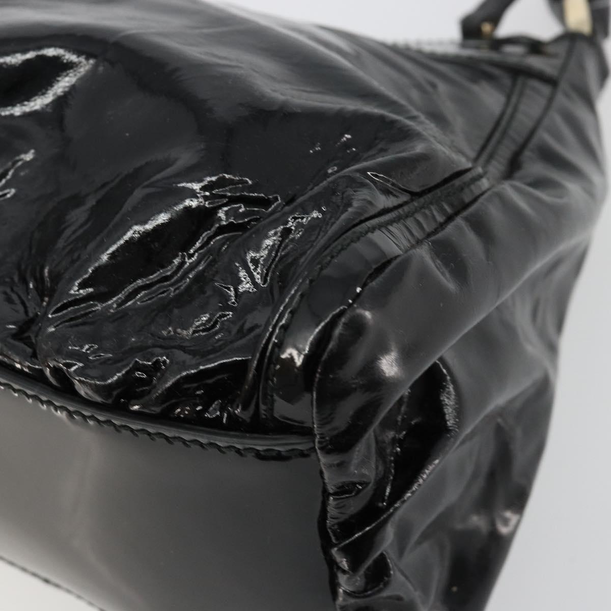 GUCCI Abbey Shoulder Bag Patent Leather Black Gold 190525 Auth 180426