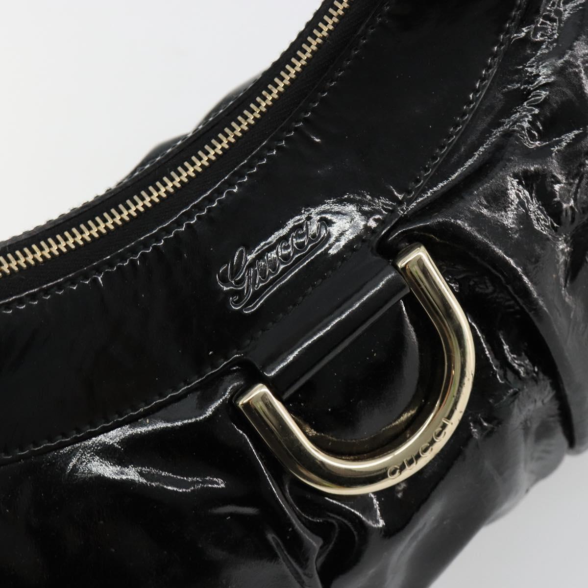 GUCCI Abbey Shoulder Bag Patent Leather Black Gold 190525 Auth 180426
