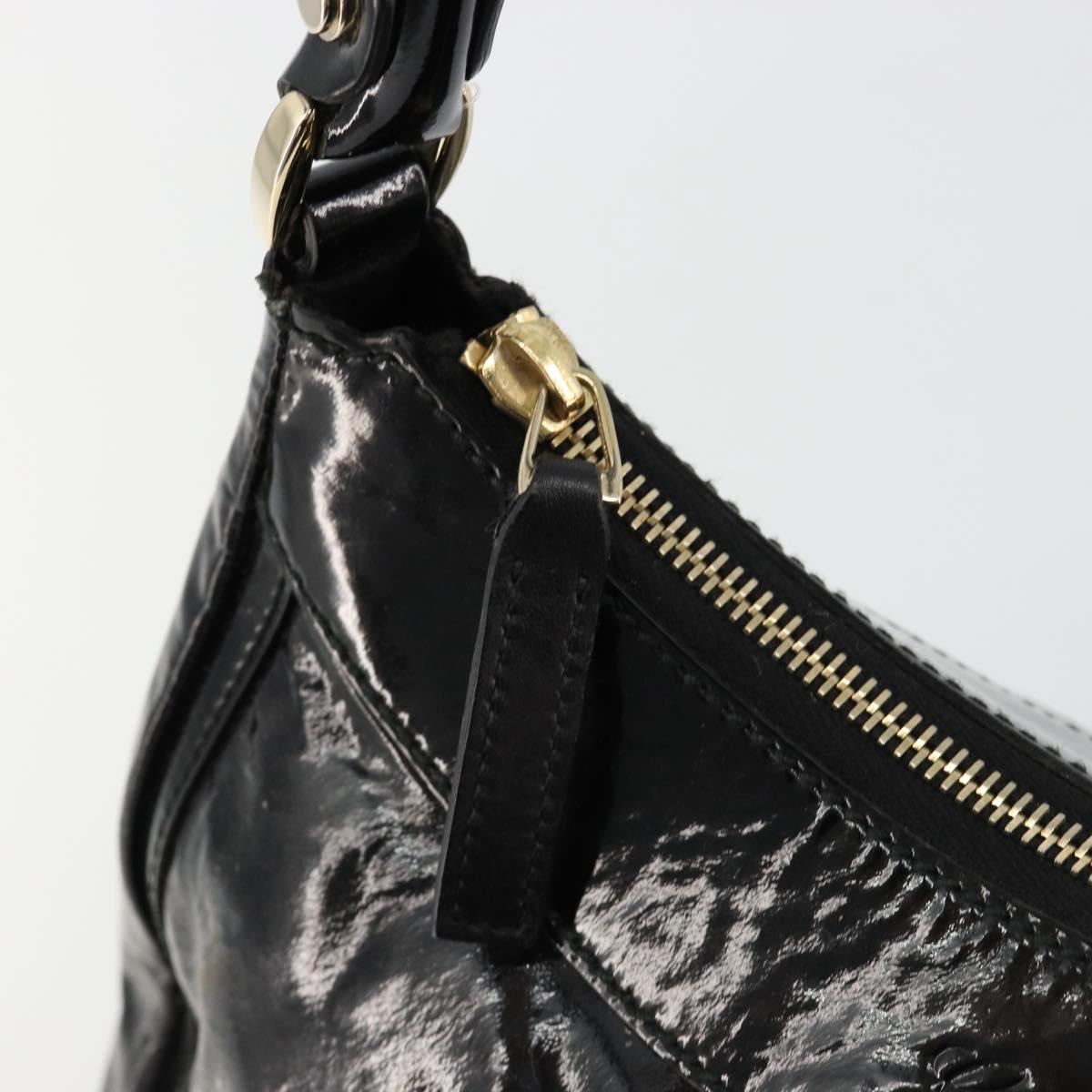 GUCCI Abbey Shoulder Bag Patent Leather Black Gold 190525 Auth 180426