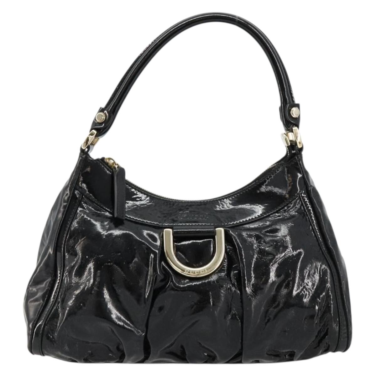 GUCCI Abbey Shoulder Bag Patent Leather Black Gold 190525 Auth 180426