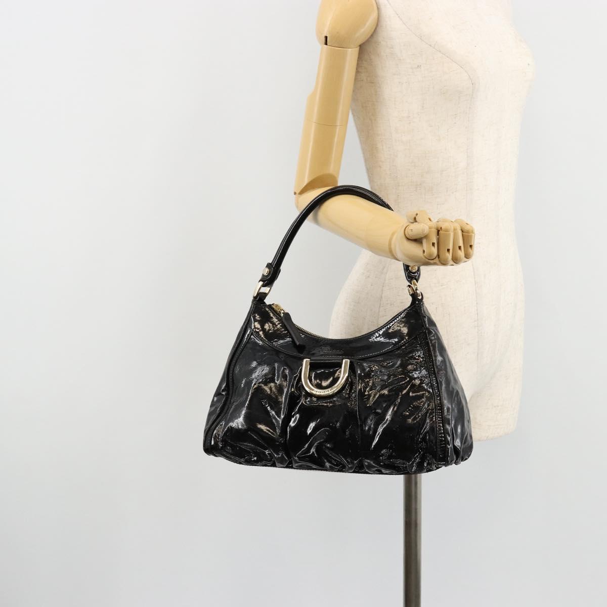 GUCCI Abbey Shoulder Bag Patent Leather Black Gold 190525 Auth 180426
