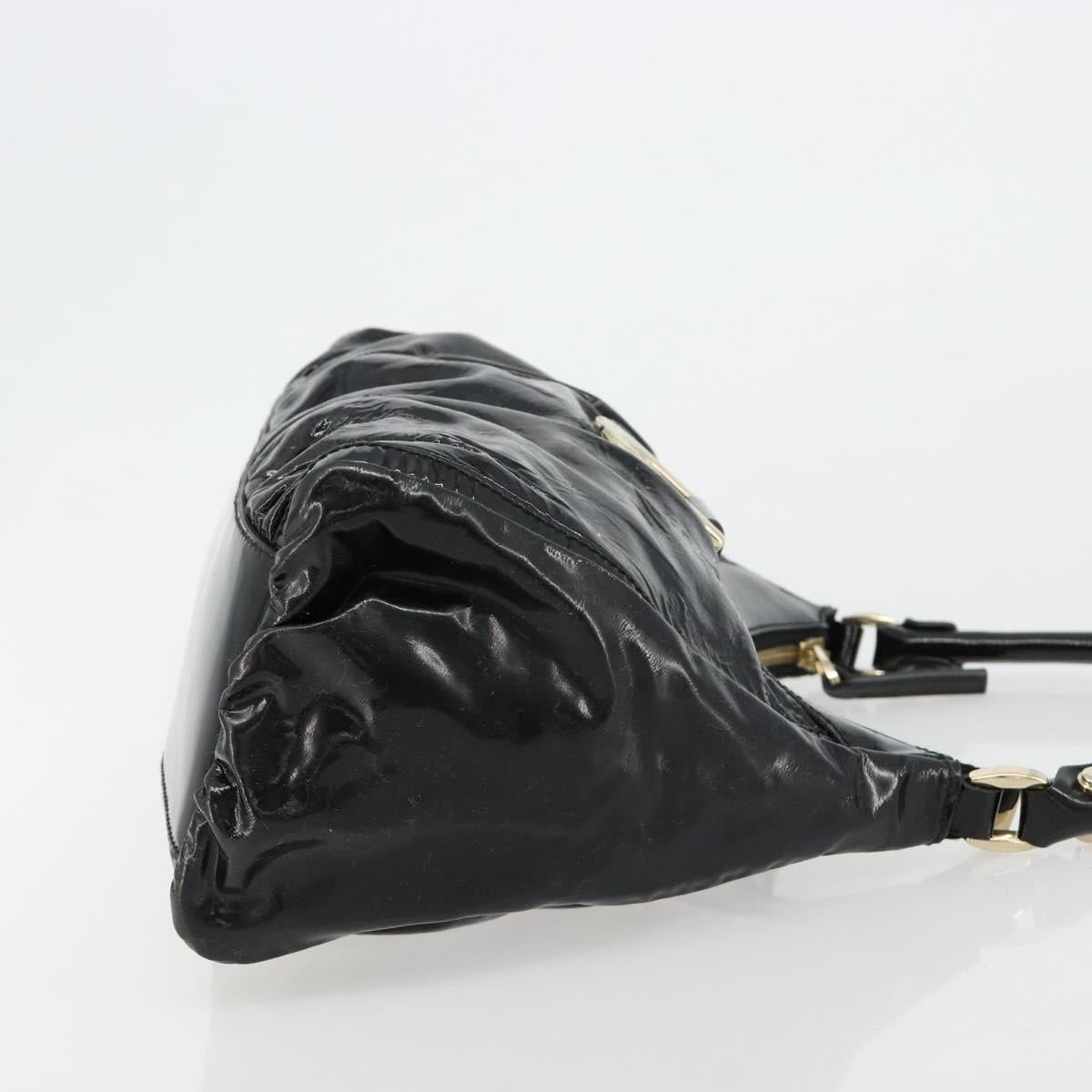 GUCCI Abbey Shoulder Bag Patent Leather Black Gold 190525 Auth 180426