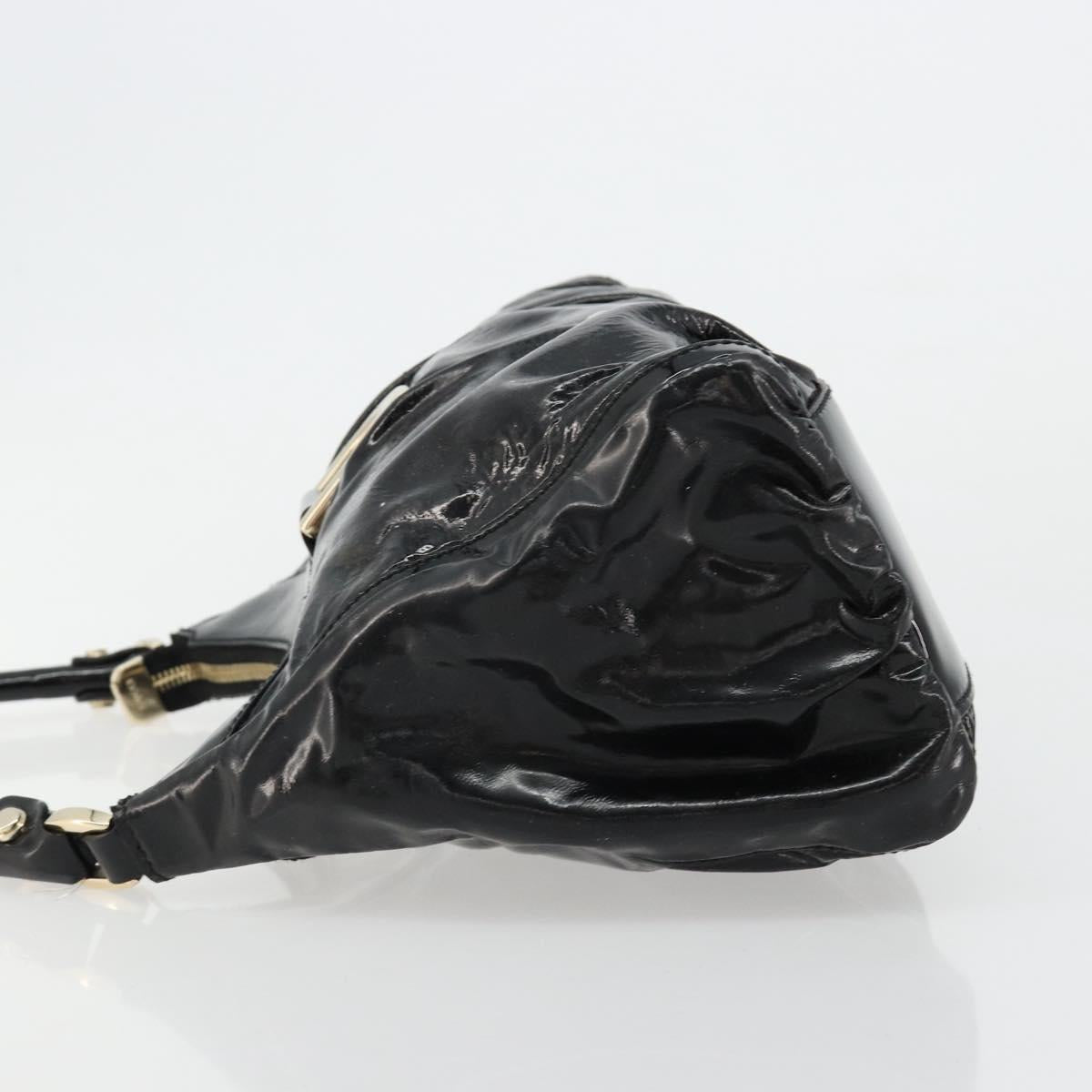 GUCCI Abbey Shoulder Bag Patent Leather Black Gold 190525 Auth 180426