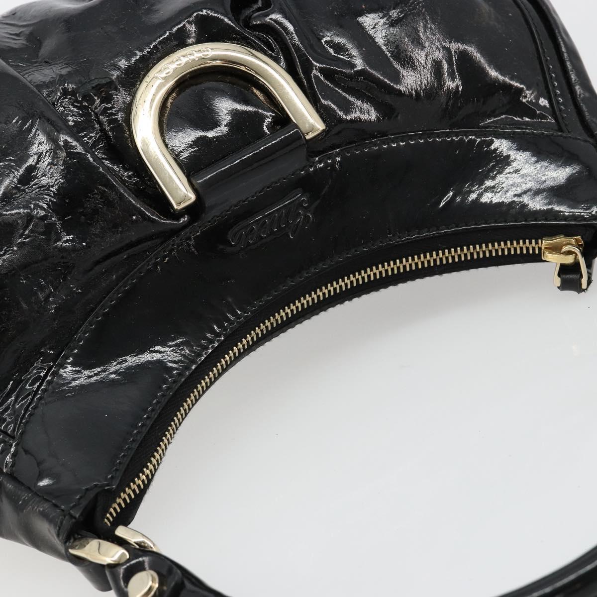 GUCCI Abbey Shoulder Bag Patent Leather Black Gold 190525 Auth 180426