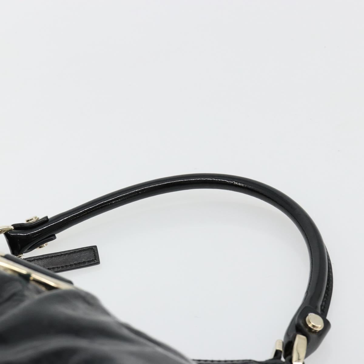 GUCCI Abbey Shoulder Bag Patent Leather Black Gold 190525 Auth 180426