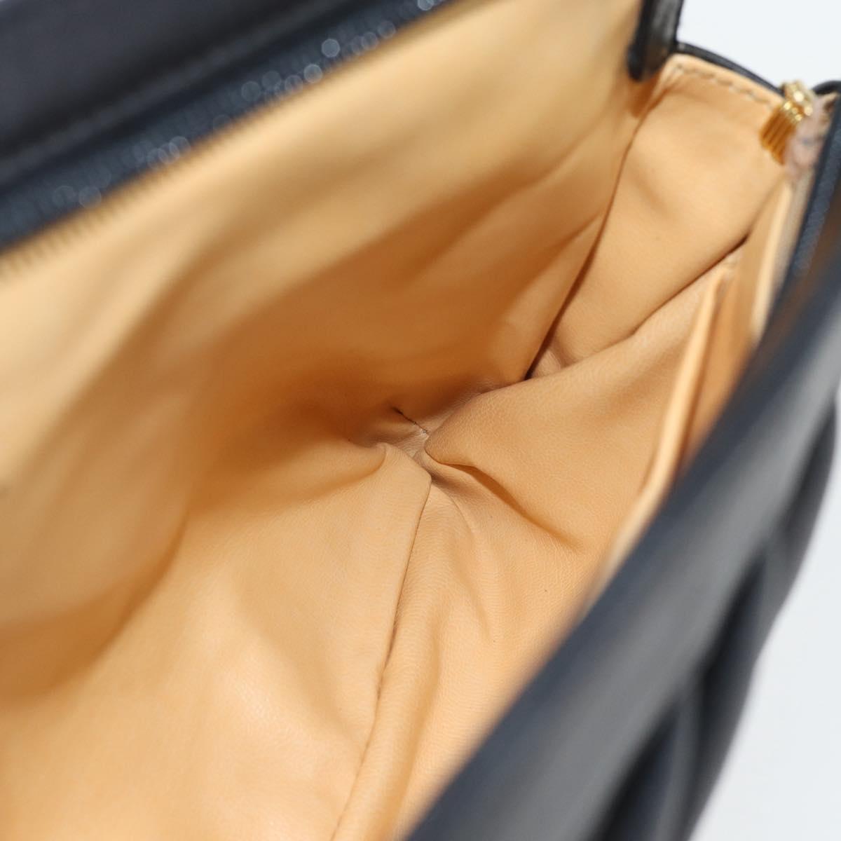 CELINE Shoulder Bag Leather Black Gold Auth 180429