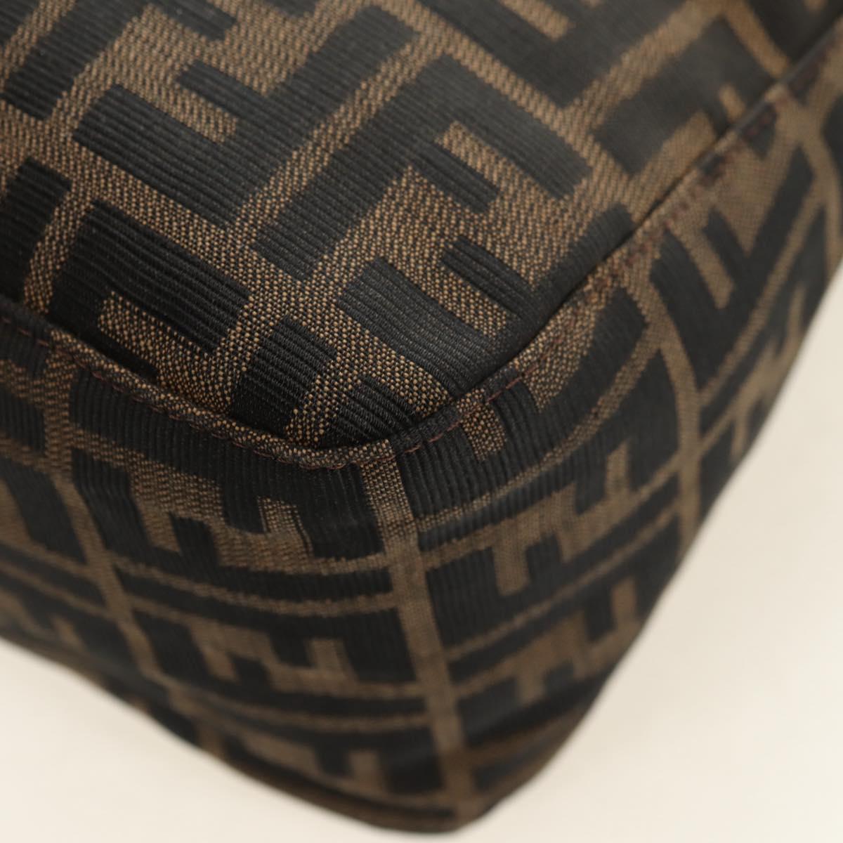 FENDI Zucca Canvas Mamma Baguette Shoulder Bag Black Brown Auth 180431SAV