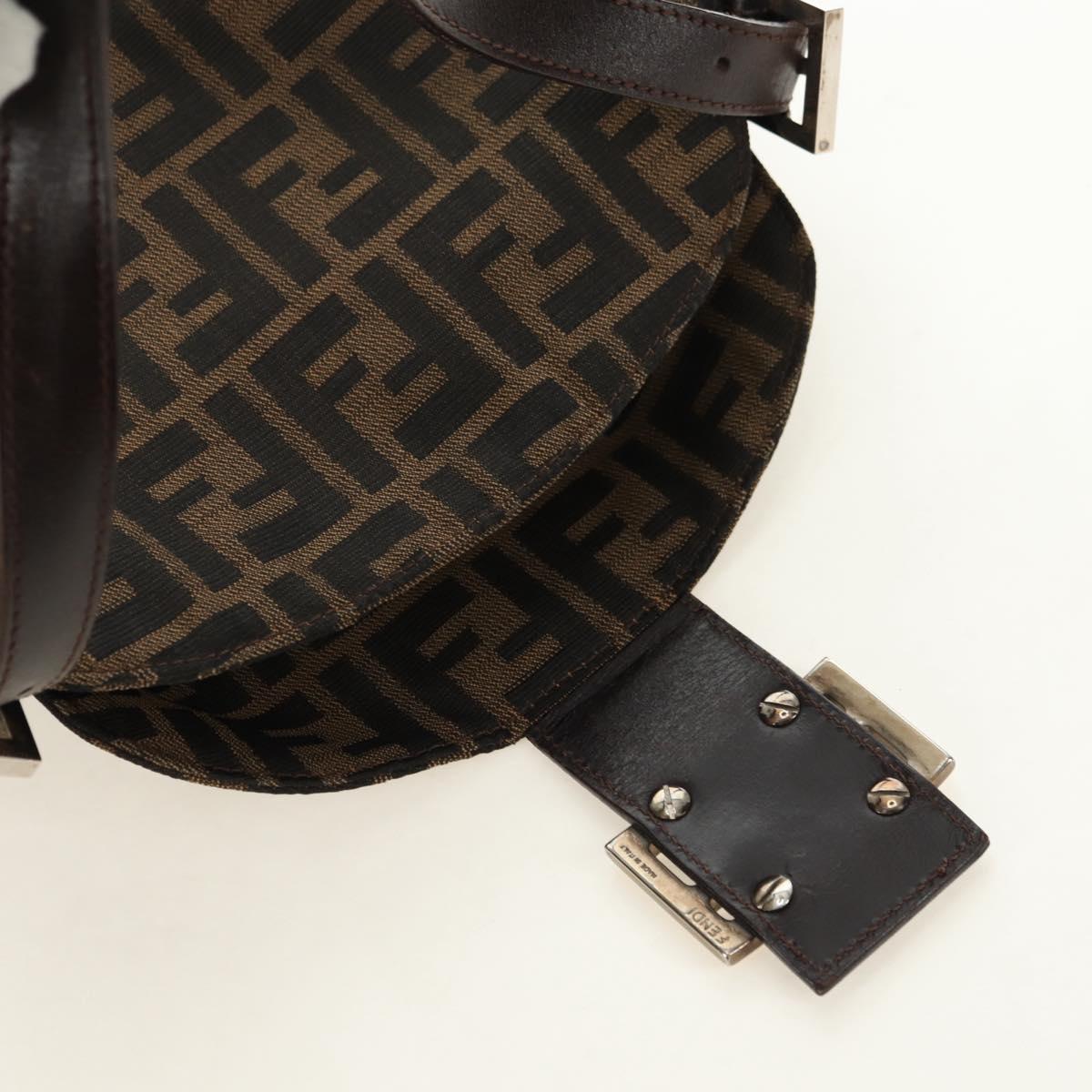 FENDI Zucca Canvas Mamma Baguette Shoulder Bag Black Brown Auth 180431SAV