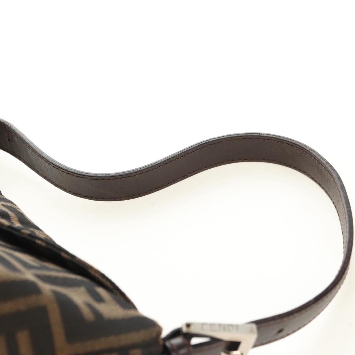 FENDI Zucca Canvas Mamma Baguette Shoulder Bag Black Brown Auth 180431SAV