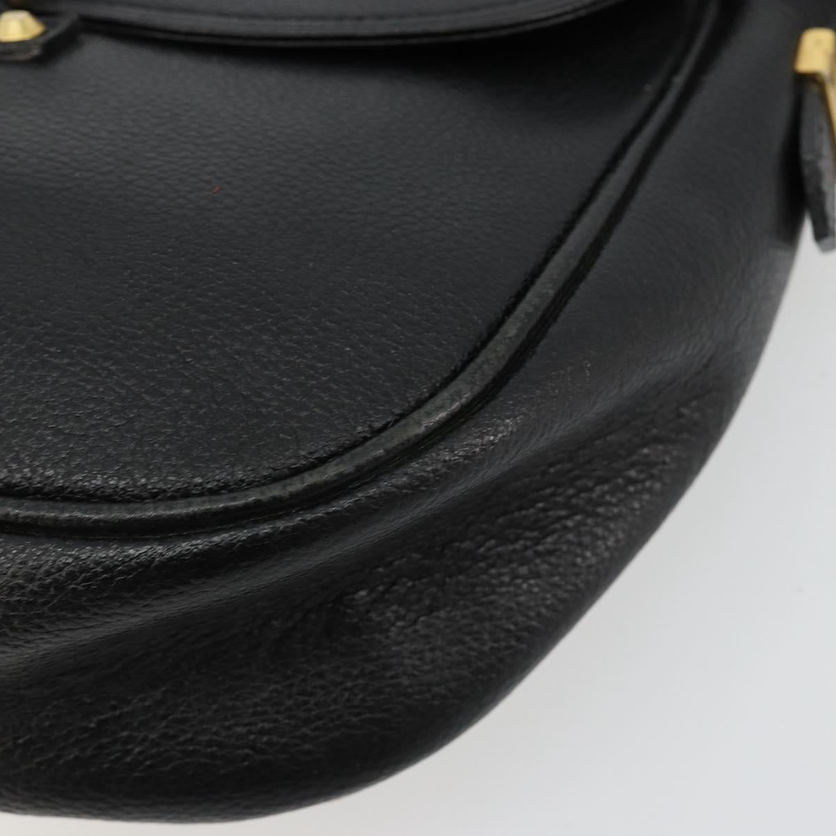 SAINT LAURENT Shoulder Bag Leather Black Gold Auth 180432
