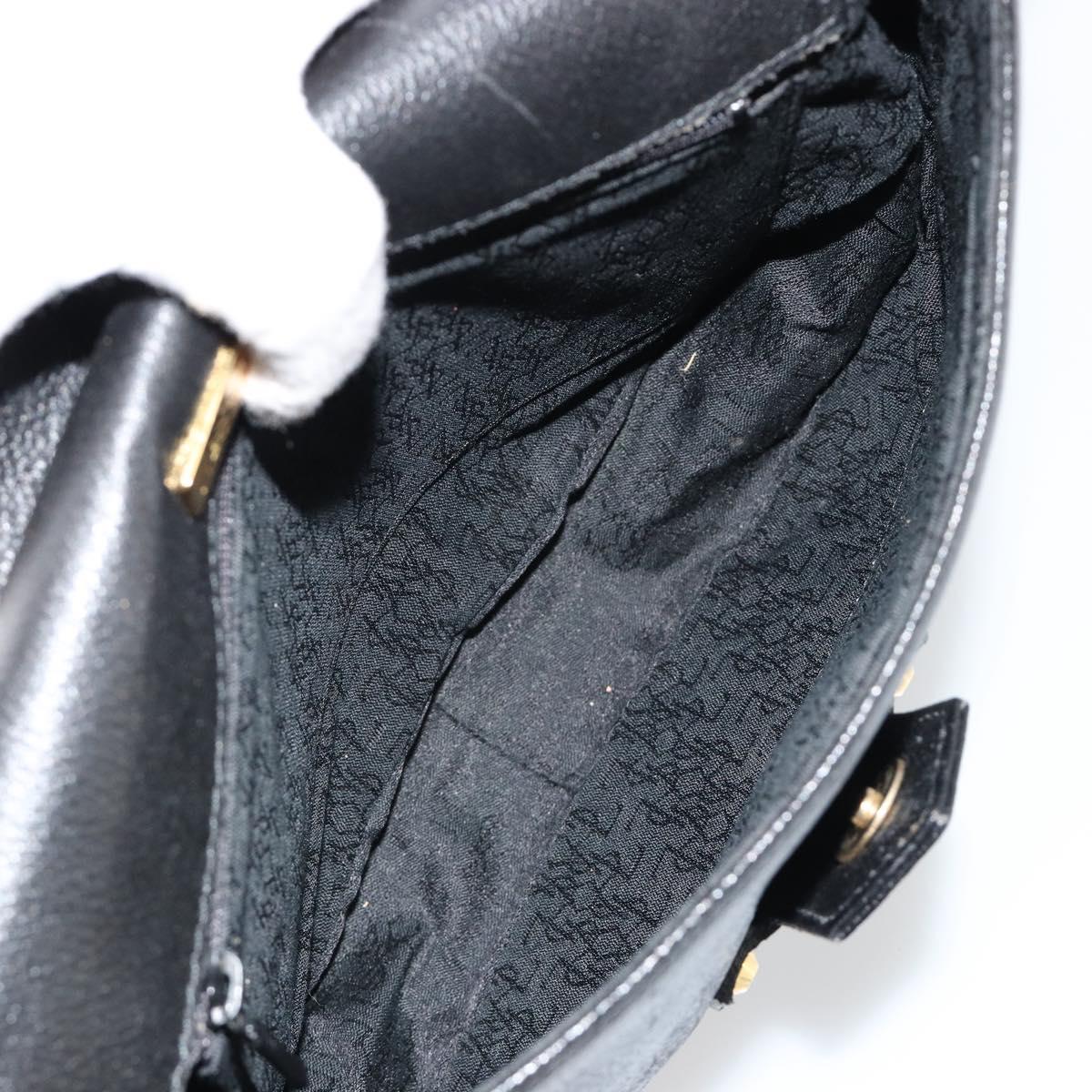 SAINT LAURENT Shoulder Bag Leather Black Gold Auth 180432