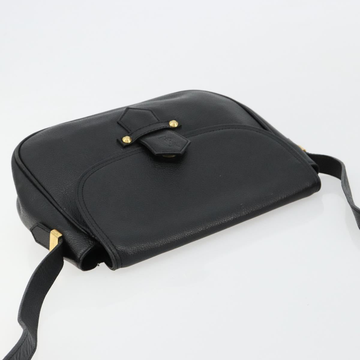SAINT LAURENT Shoulder Bag Leather Black Gold Auth 180432