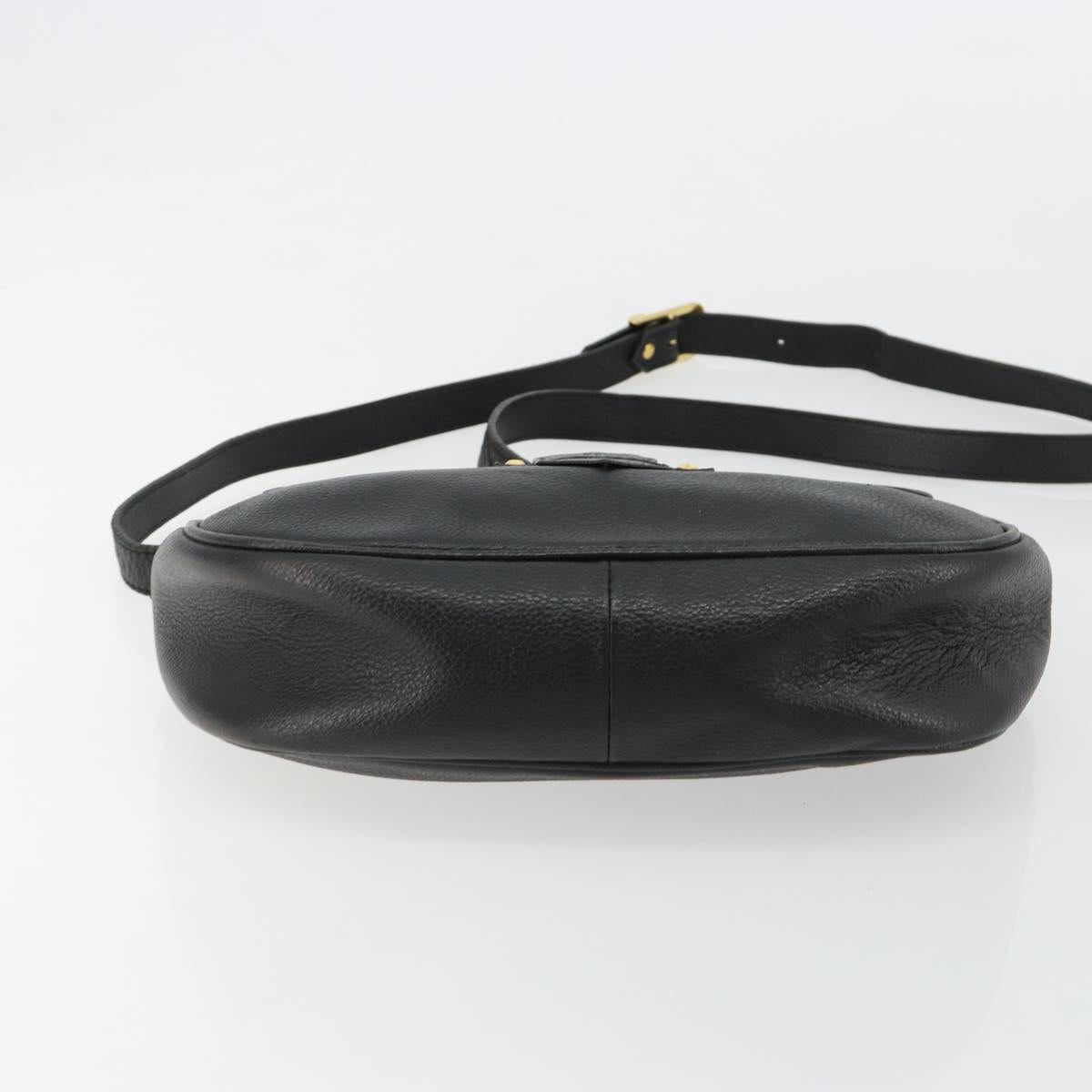 SAINT LAURENT Shoulder Bag Leather Black Gold Auth 180432