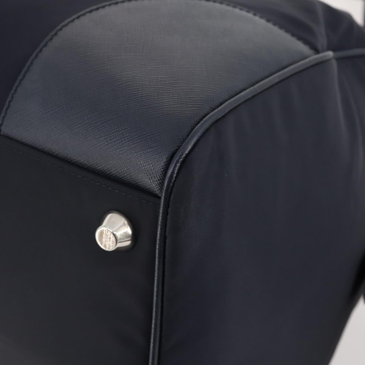 PRADA Boston Bag Nylon 2way Navy Silver Auth 180434SAV