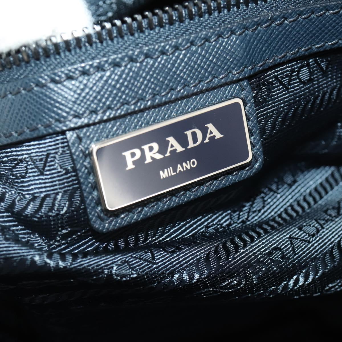 PRADA Boston Bag Nylon 2way Navy Silver Auth 180434SAV