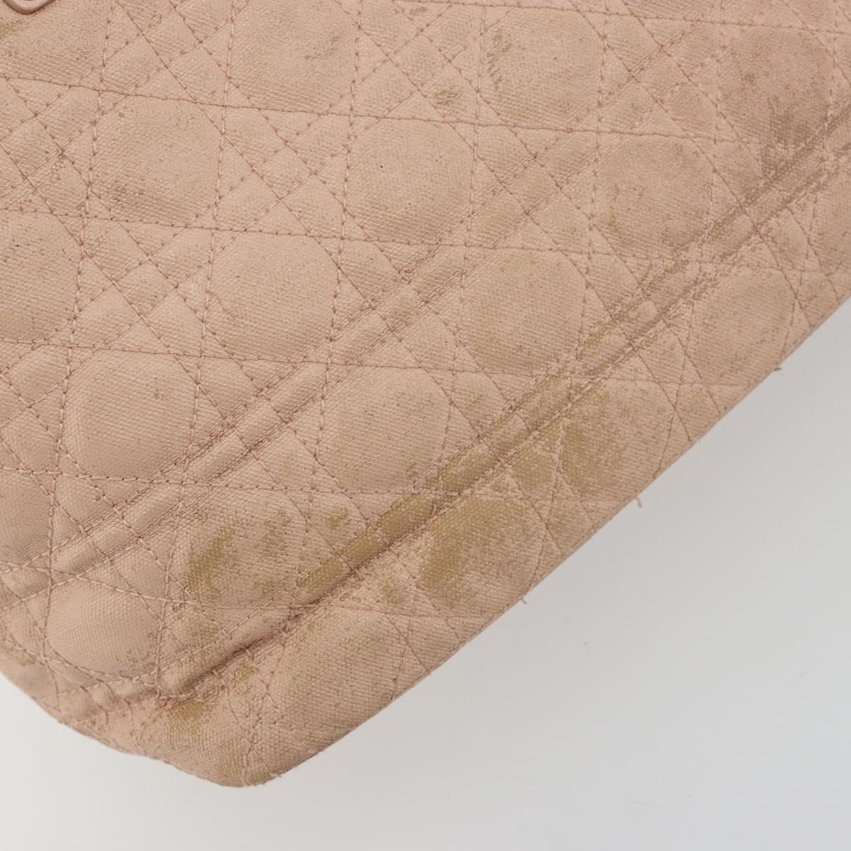 Christian Dior Canage Panarea Tote Bag Coated Canvas Pink Gold Auth 180459