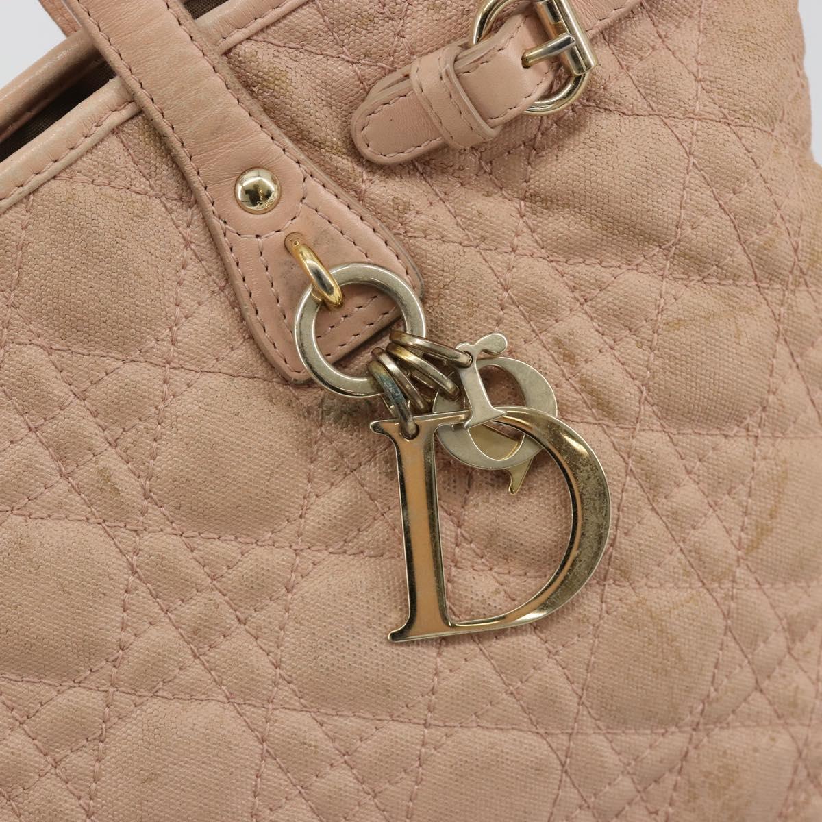 Christian Dior Canage Panarea Tote Bag Coated Canvas Pink Gold Auth 180459