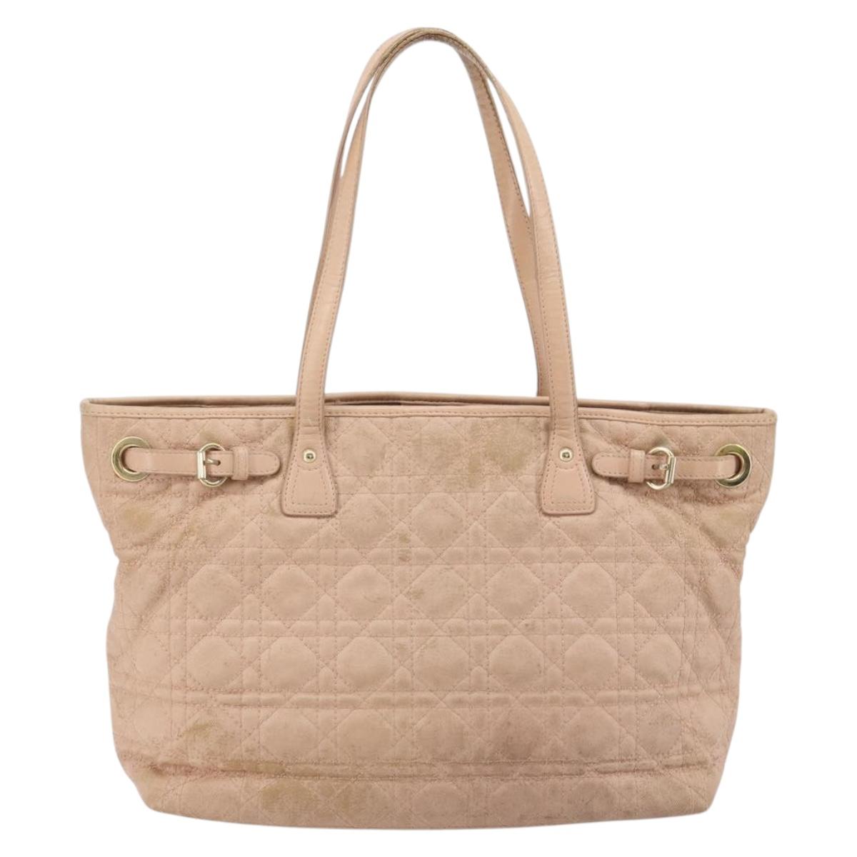 Christian Dior Canage Panarea Tote Bag Coated Canvas Pink Gold Auth 180459