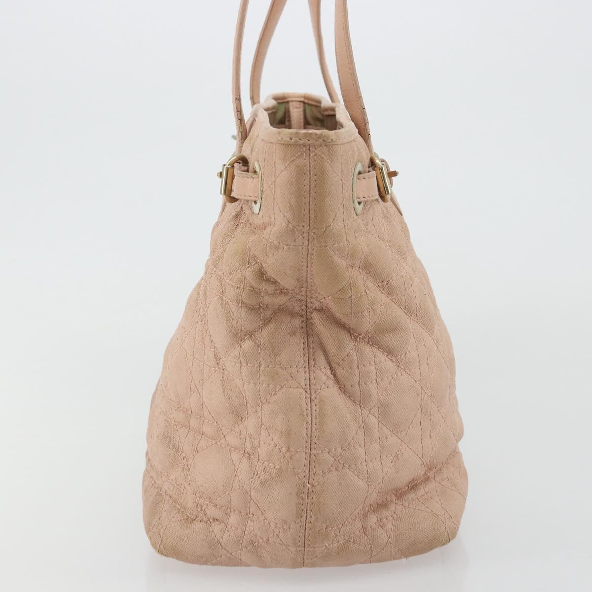 Christian Dior Canage Panarea Tote Bag Coated Canvas Pink Gold Auth 180459