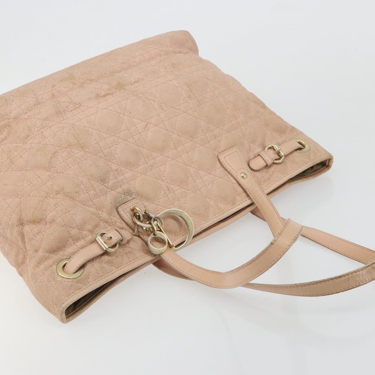 Christian Dior Canage Panarea Tote Bag Coated Canvas Pink Gold Auth 180459