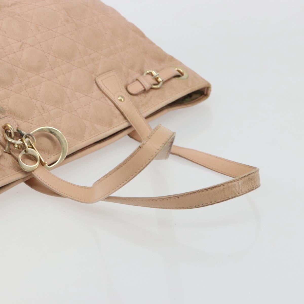 Christian Dior Canage Panarea Tote Bag Coated Canvas Pink Gold Auth 180459