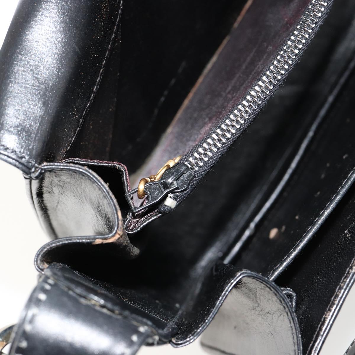 GUCCI Shoulder Bag Leather Black Silver Auth 180462