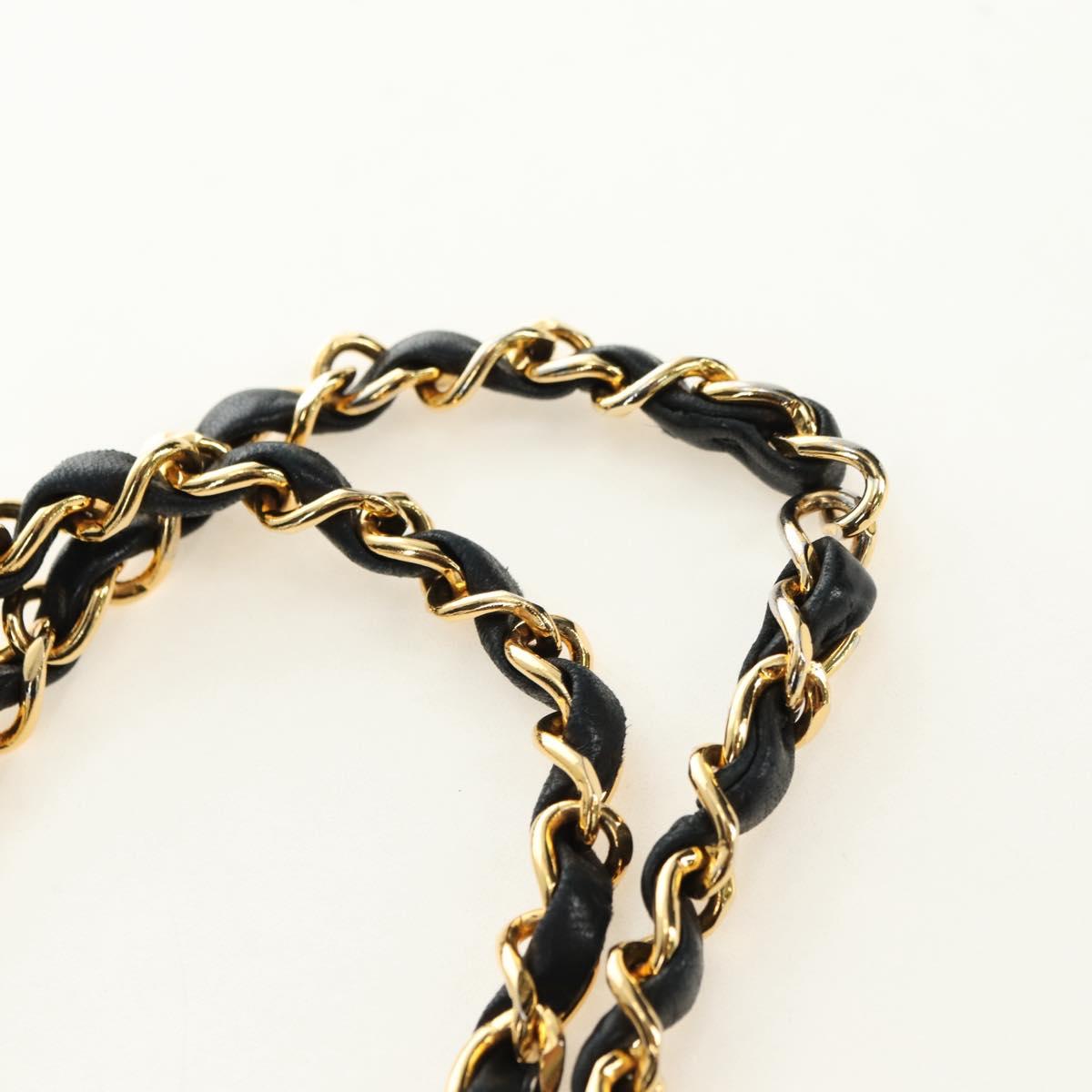 CHANEL Matelasse Chain Shoulder Bag Lamb Skin Black Gold CC Auth 180476SAM