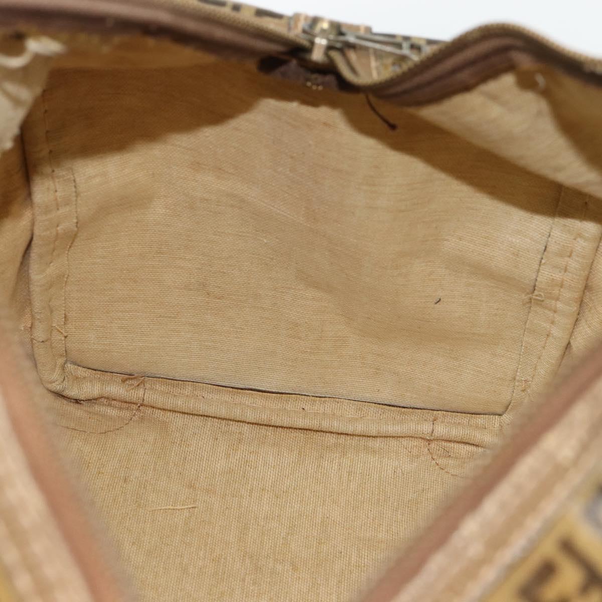 FENDI Zucchino Canvas Boston Bag Coated Canvas Beige Gold Auth 180478