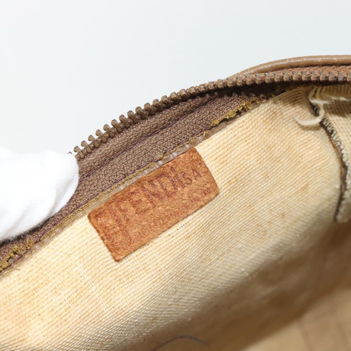 FENDI Zucchino Canvas Boston Bag Coated Canvas Beige Gold Auth 180478