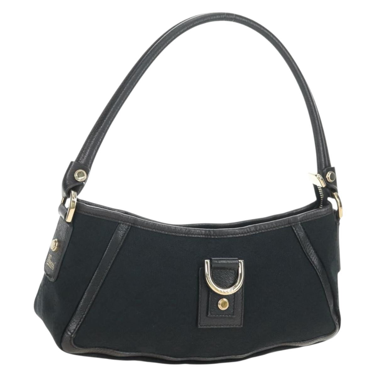 GUCCI GG Canvas Shoulder Bag Black Gold 130939 Auth 180484SAV