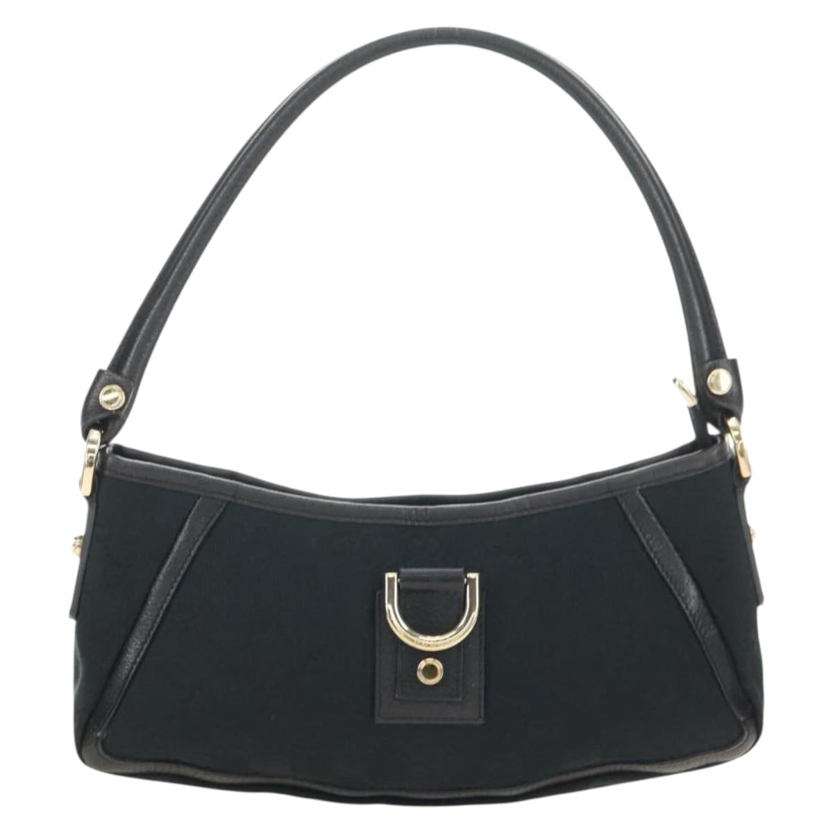 GUCCI GG Canvas Shoulder Bag Black Gold 130939 Auth 180484SAV
