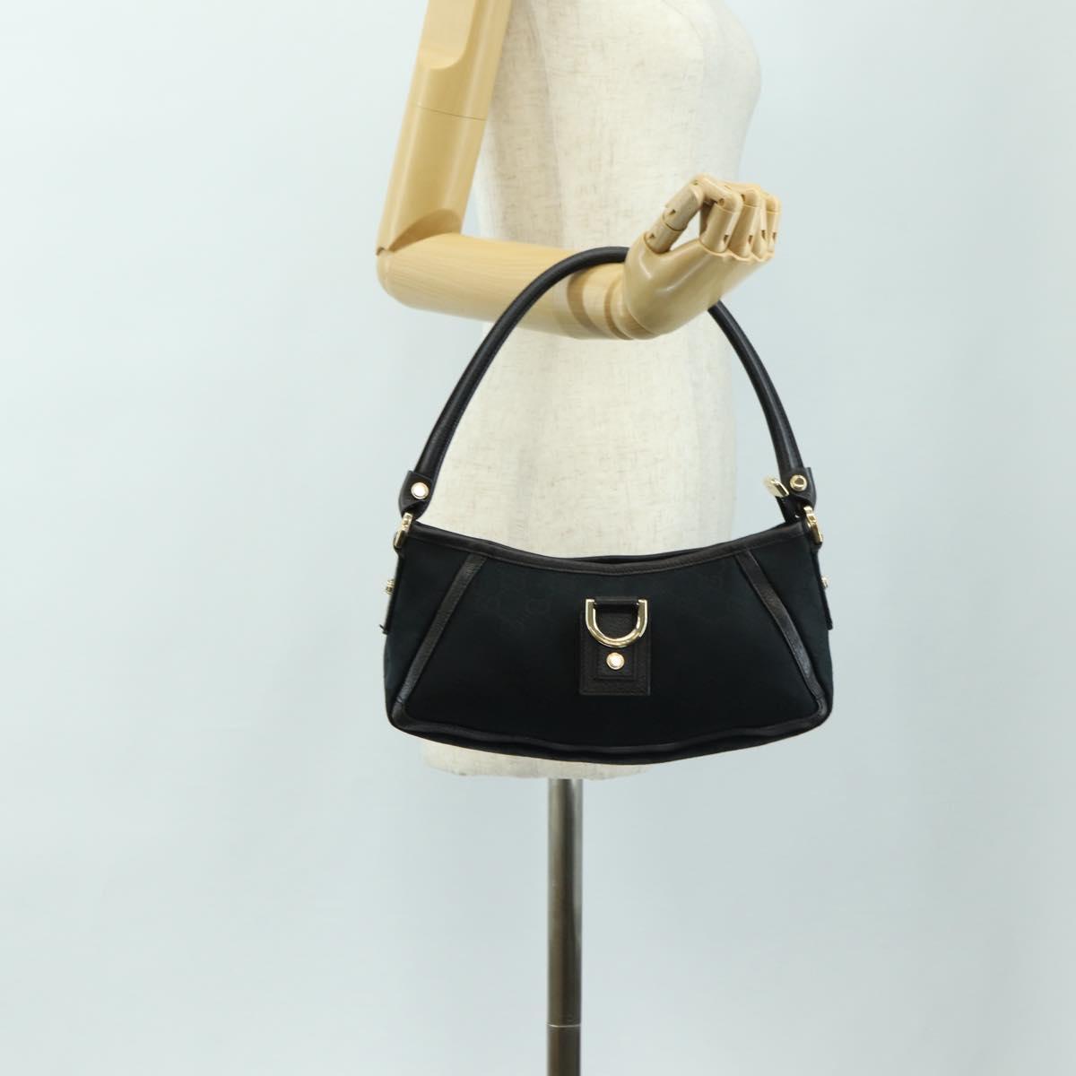 GUCCI GG Canvas Shoulder Bag Black Gold 130939 Auth 180484SAV