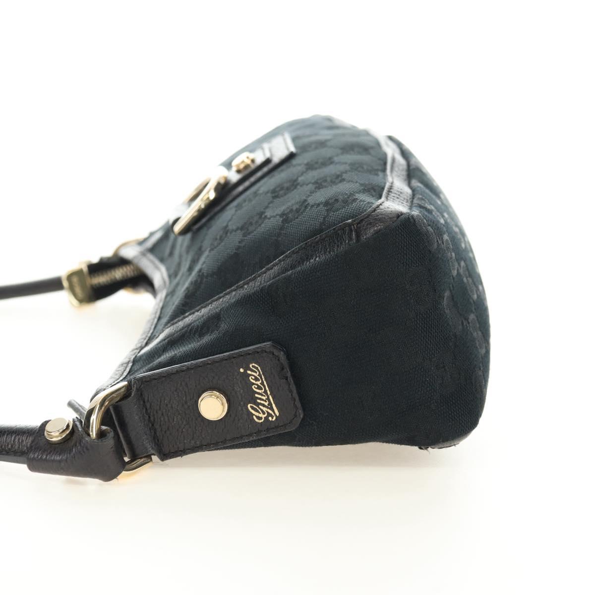 GUCCI GG Canvas Shoulder Bag Black Gold 130939 Auth 180484SAV