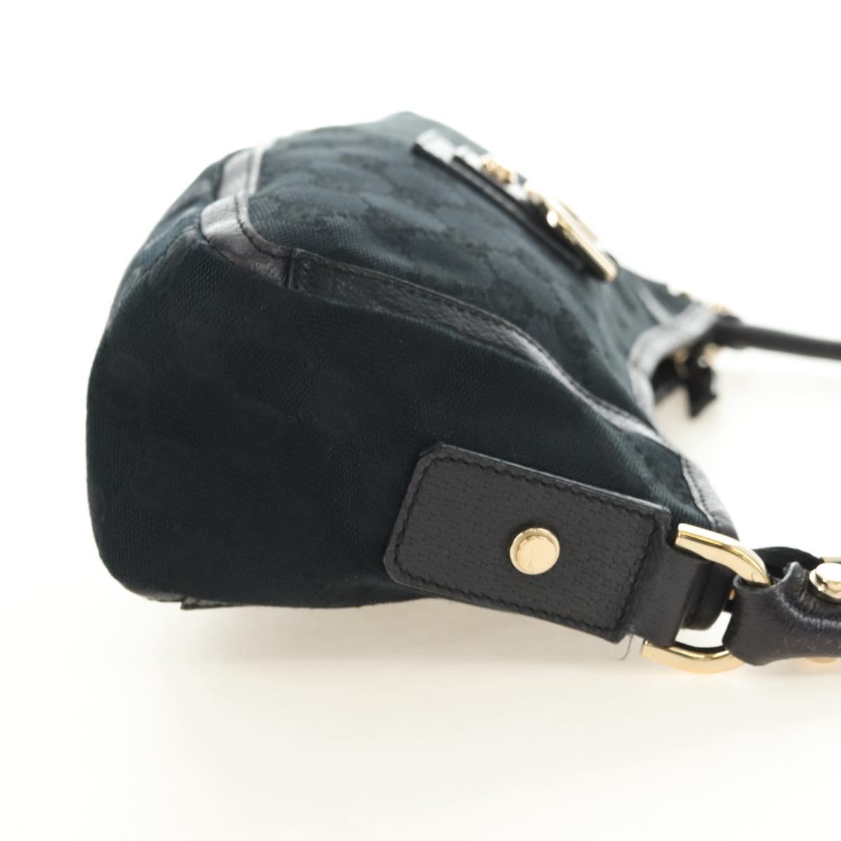 GUCCI GG Canvas Shoulder Bag Black Gold 130939 Auth 180484SAV