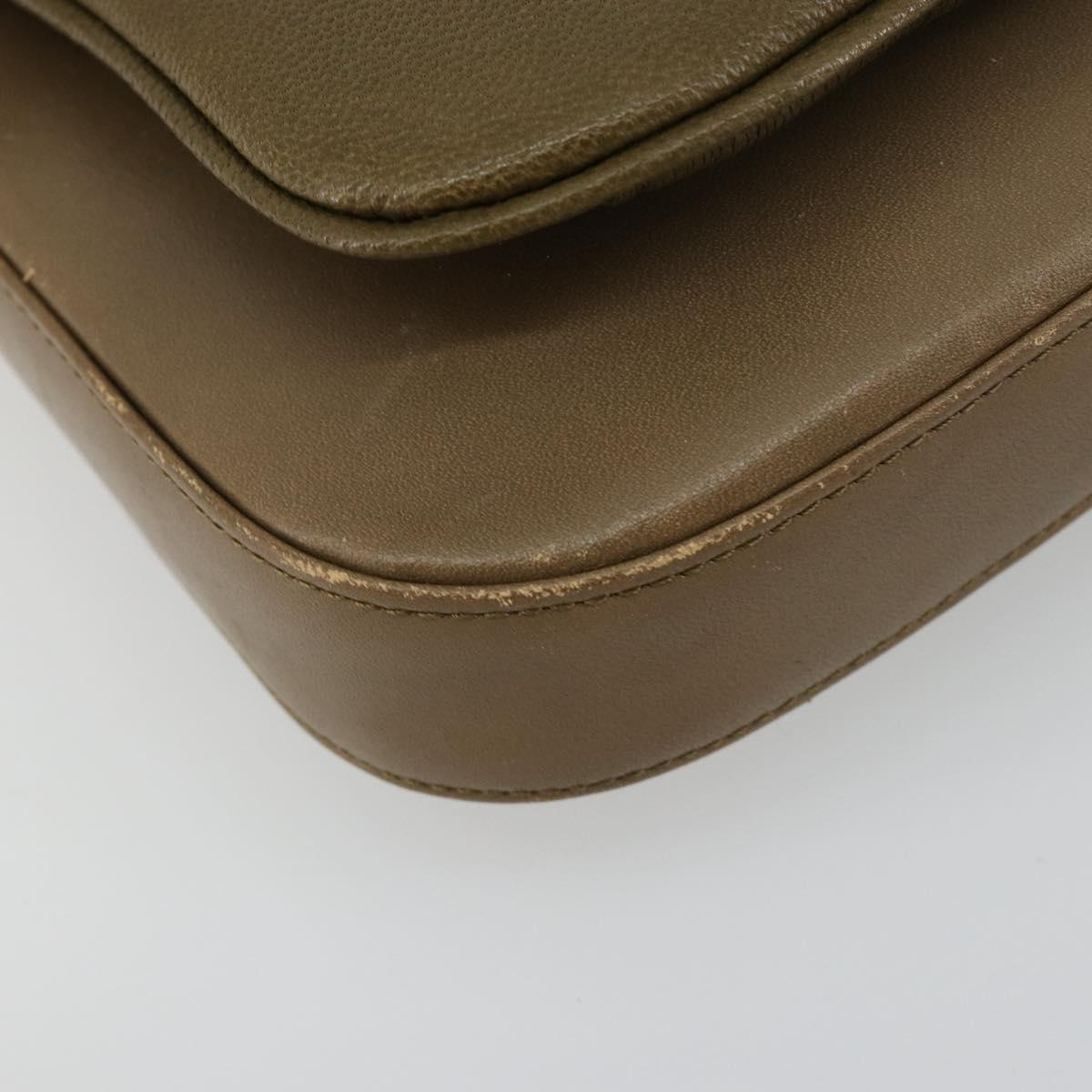 GIVENCHY Shoulder Bag Leather Green Gold Auth 180485