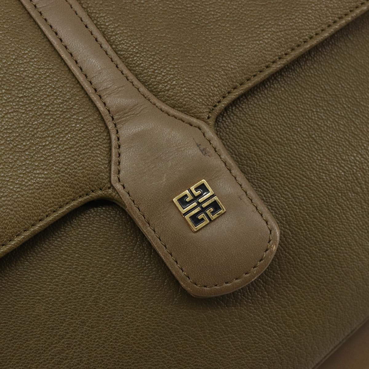 GIVENCHY Shoulder Bag Leather Green Gold Auth 180485