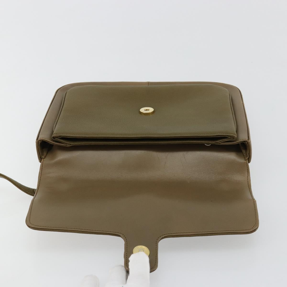GIVENCHY Shoulder Bag Leather Green Gold Auth 180485