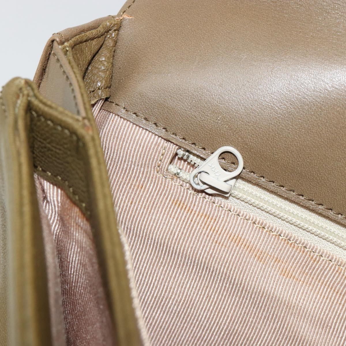 GIVENCHY Shoulder Bag Leather Green Gold Auth 180485