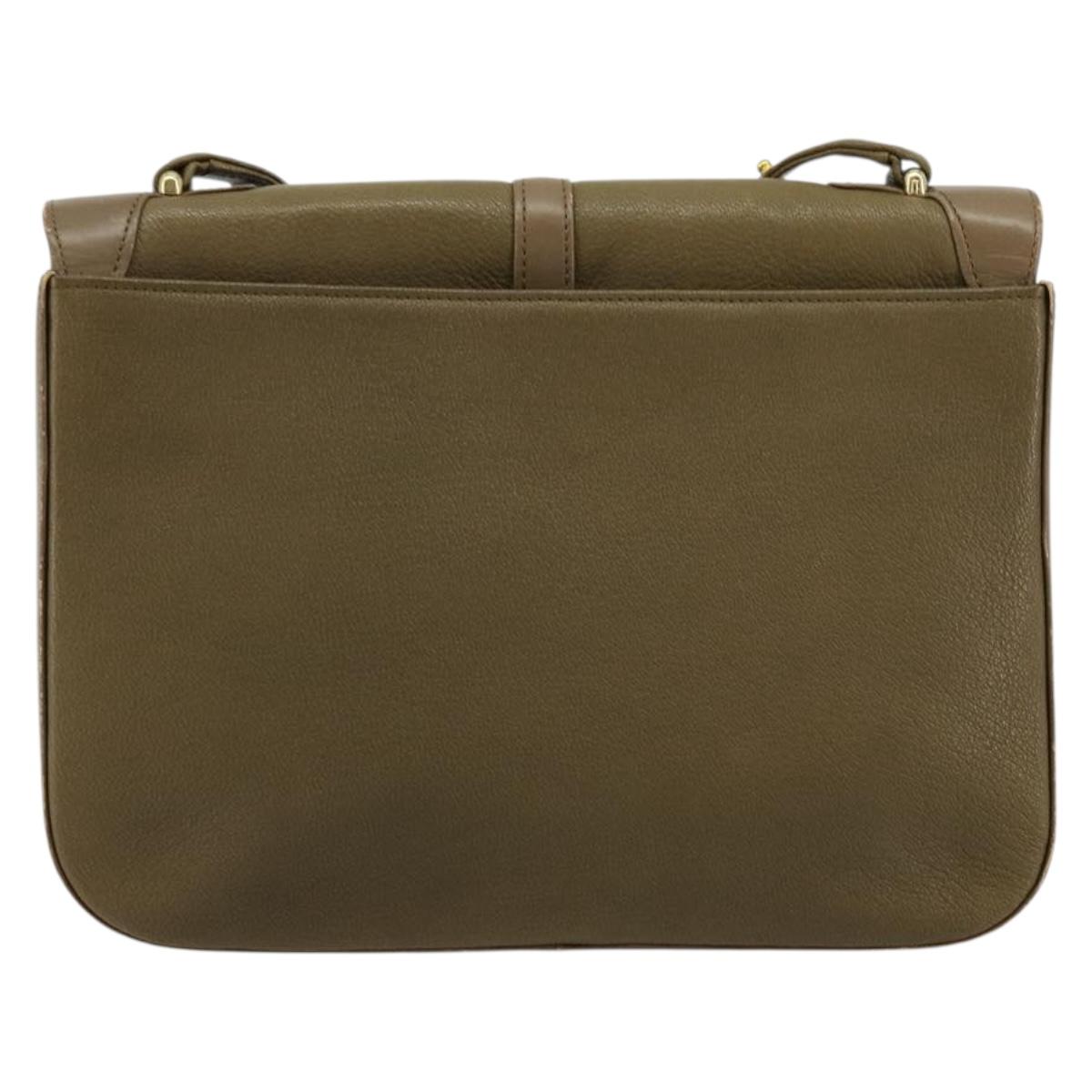 GIVENCHY Shoulder Bag Leather Green Gold Auth 180485