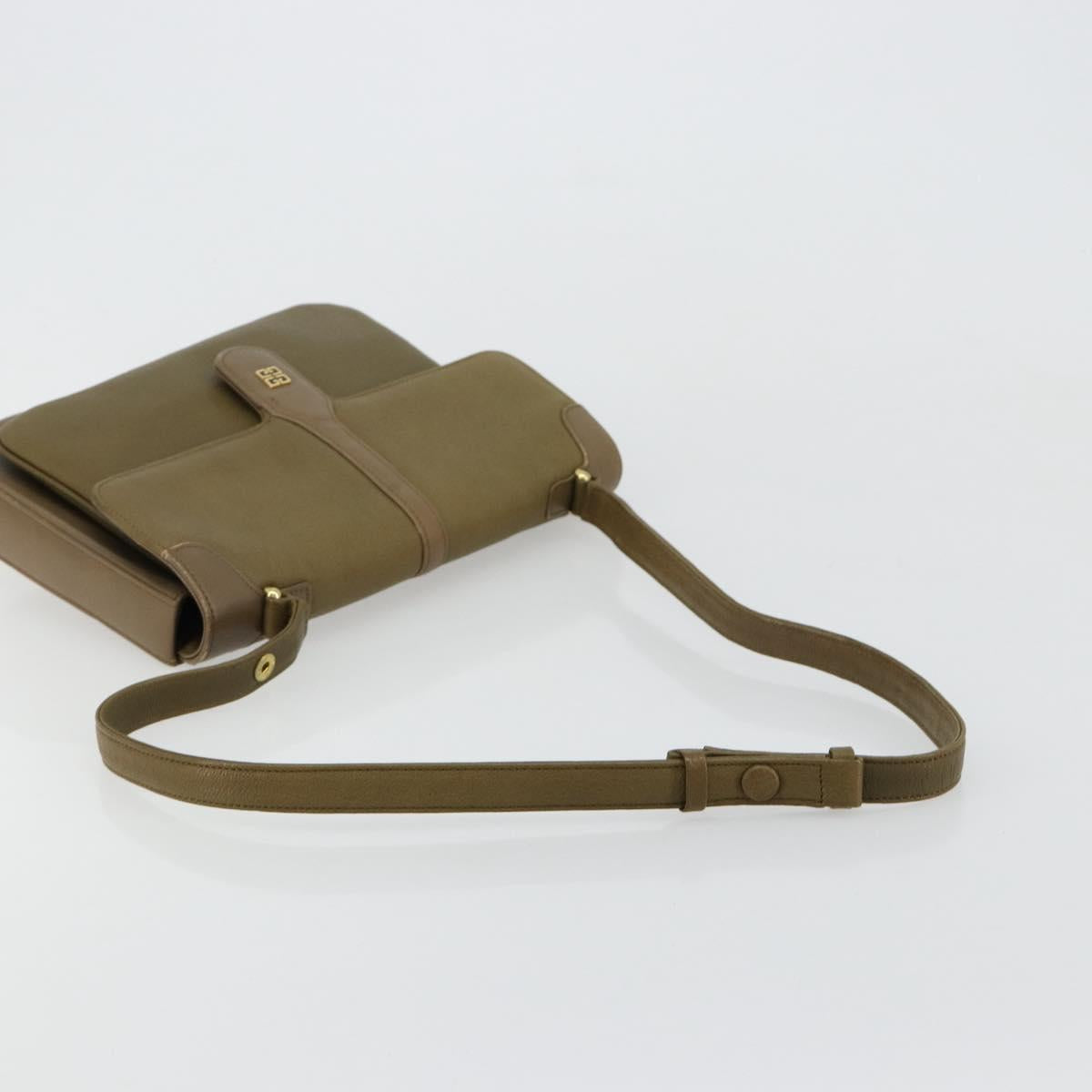GIVENCHY Shoulder Bag Leather Green Gold Auth 180485