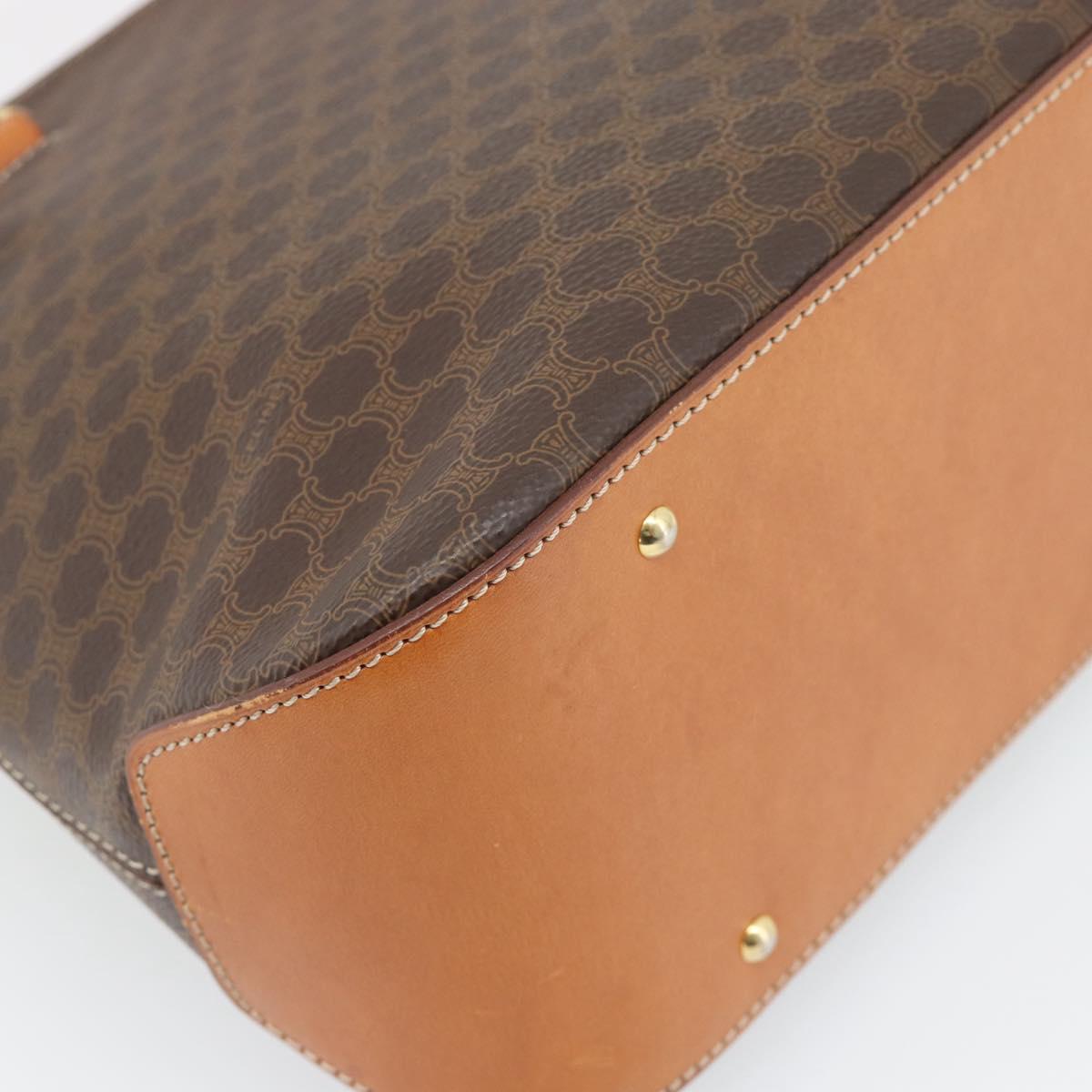 CELINE Macadam Canvas Hand Bag PVC Leather 2way Brown Gold Auth 180489A